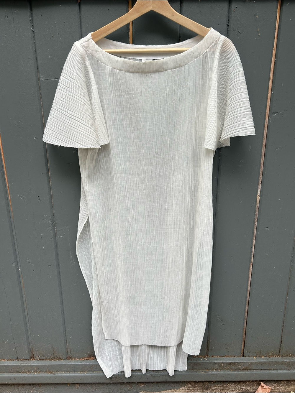 Anthropologie Akemi + Kin Sheer Pleated White Long Side Slit Tunic - XS - Picture 5 of 8